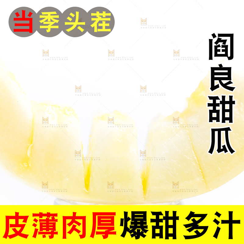 新鲜阎良甜瓜放在白底上