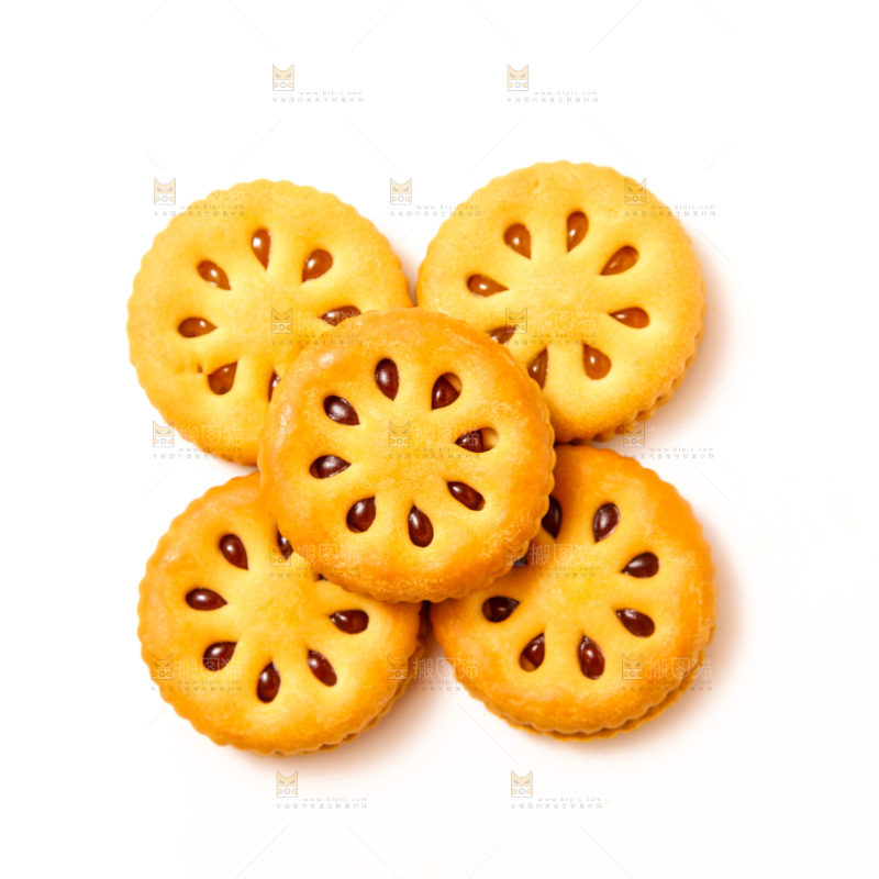 白底上的果酱夹心饼干