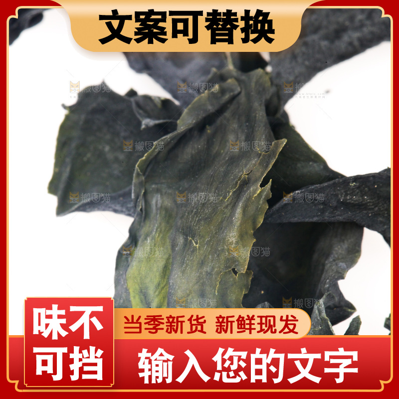 白底上摆放着裙带菜