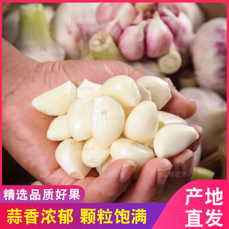 手里拿着蒜瓣