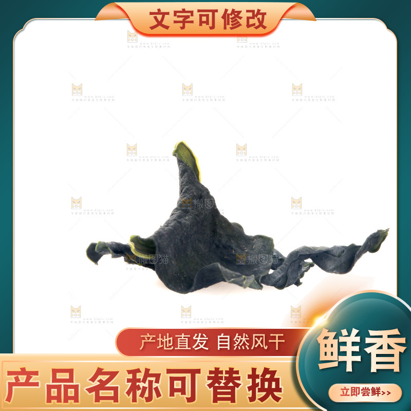 白底上摆放着裙带菜
