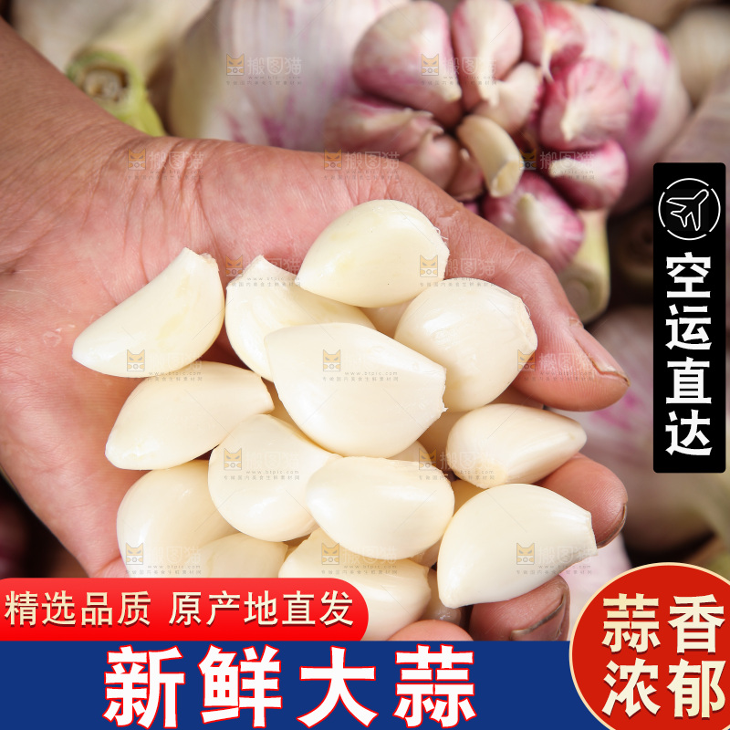 手里拿着蒜瓣