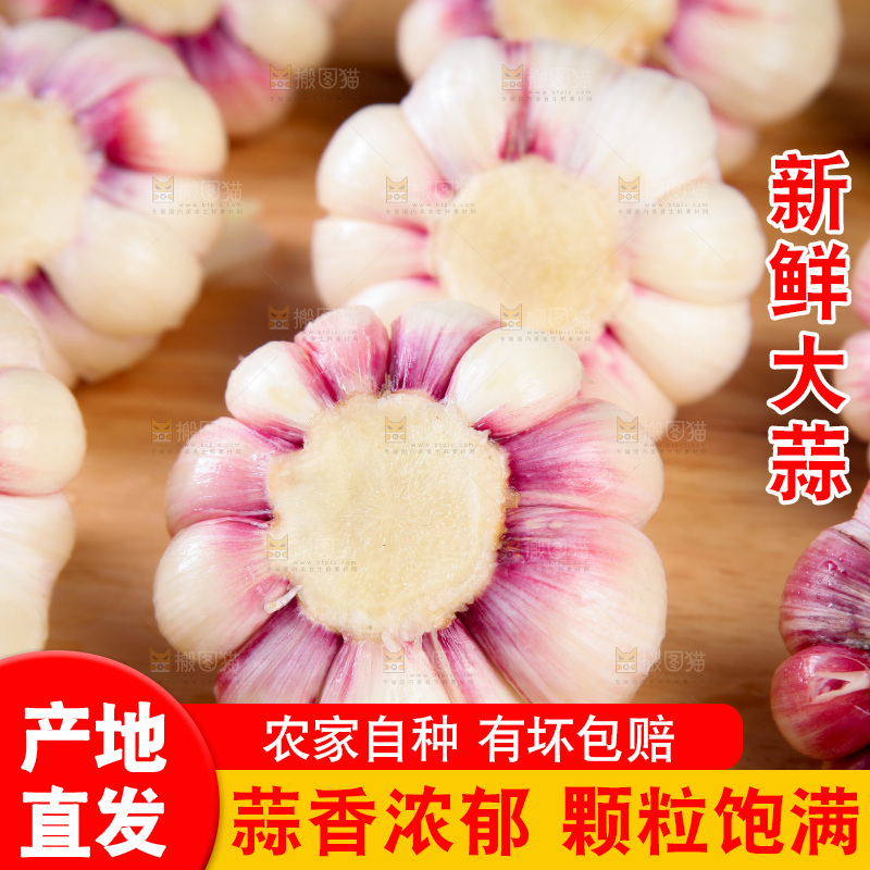 木底上摆放着新鲜大蒜