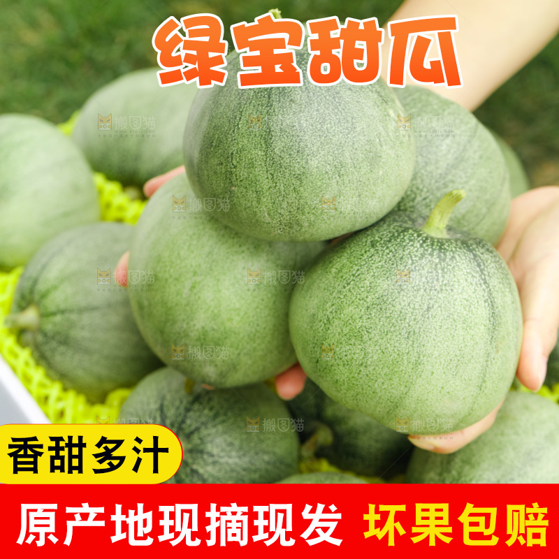 手里捧着绿宝甜瓜