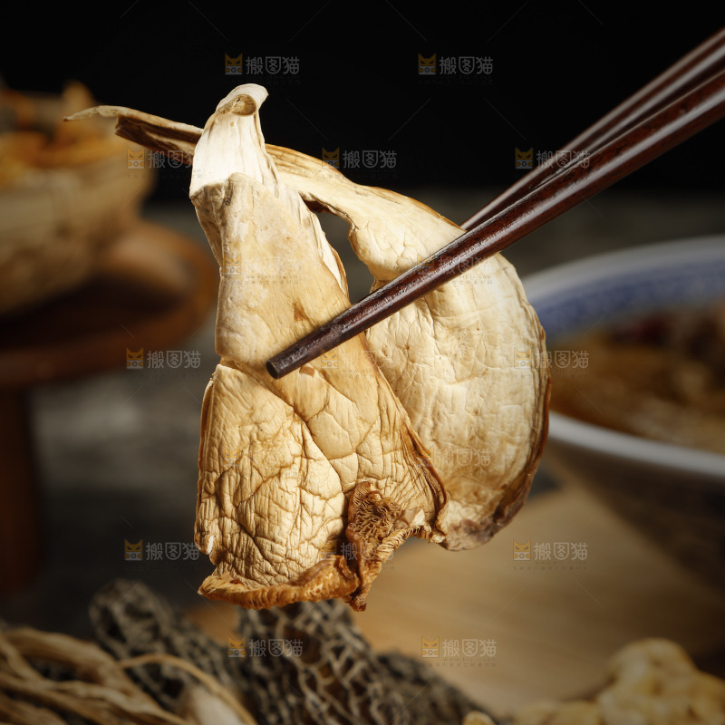 筷子上夹着北风菌