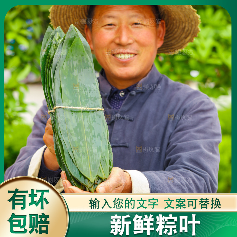 手里拿着粽子叶