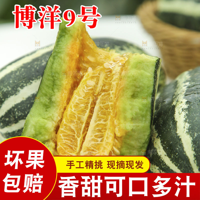 桌子上放着博洋9号甜瓜