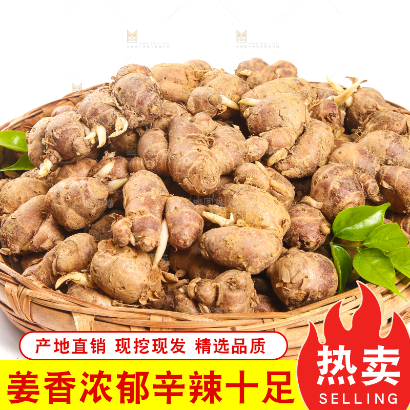 白底上放着一篮沙姜