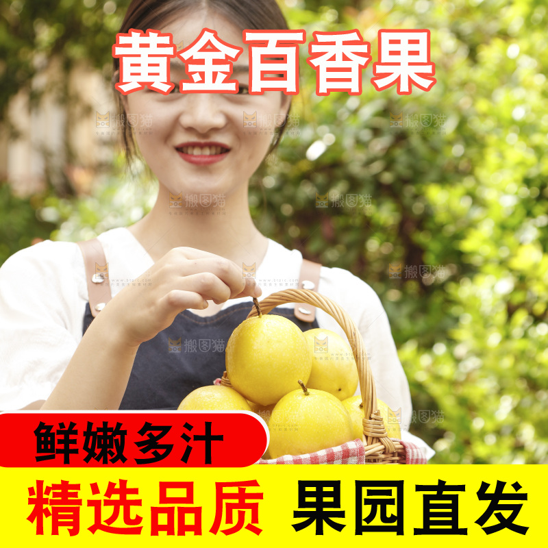 女孩手里端着一篮黄金百香果