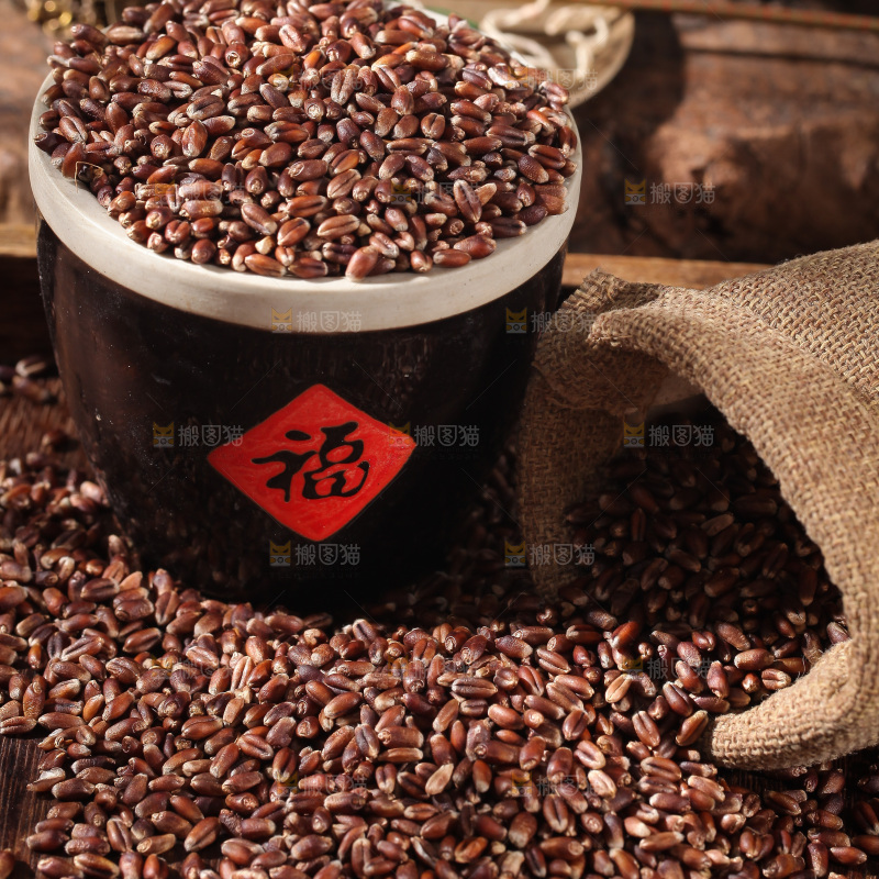 一堆黑小麦米