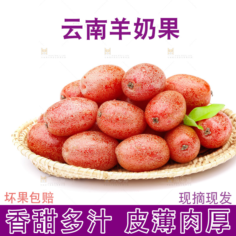 白底上放着一盘羊奶果