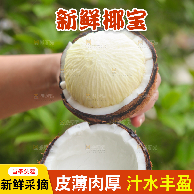 手里拿着掰开的海南椰宝