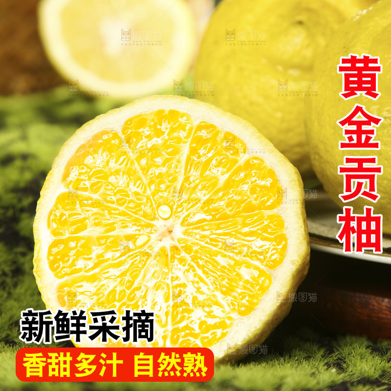 草地上放着贡柚