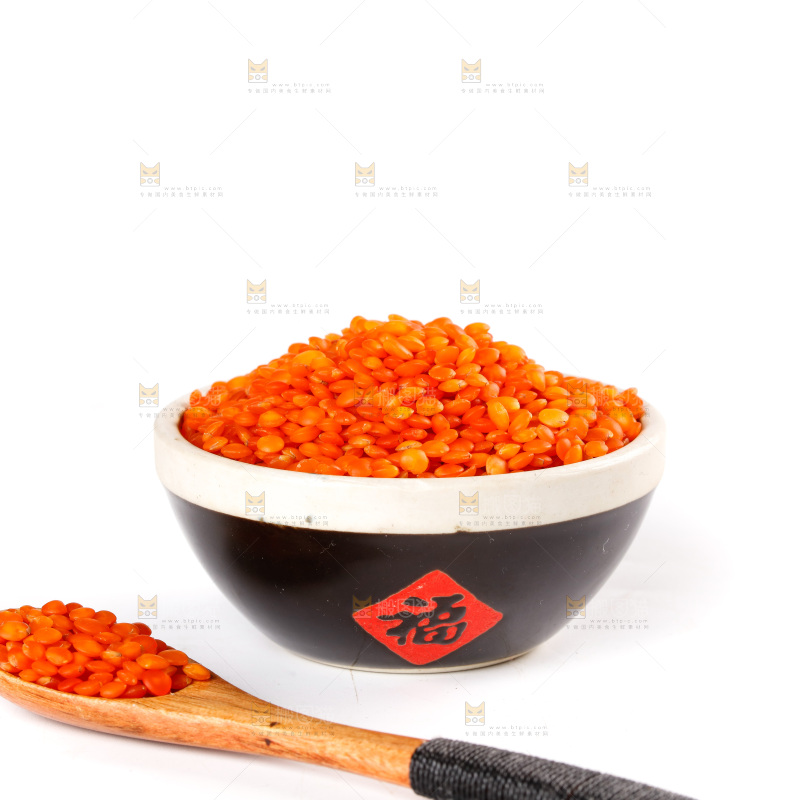 白底上一碗红扁豆