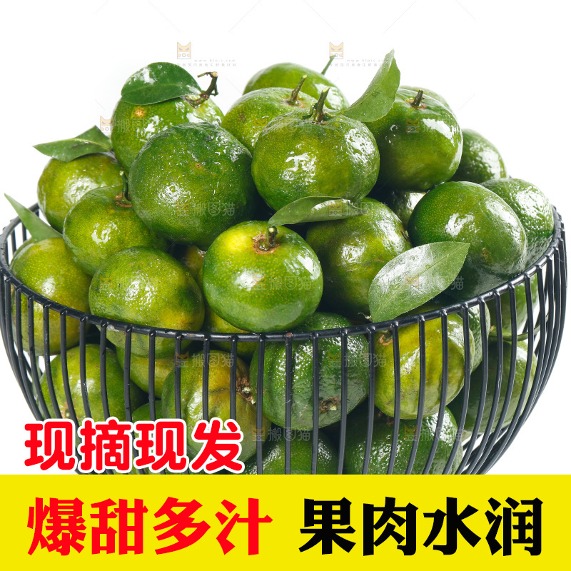 白底上放着一篮清香蜜橘