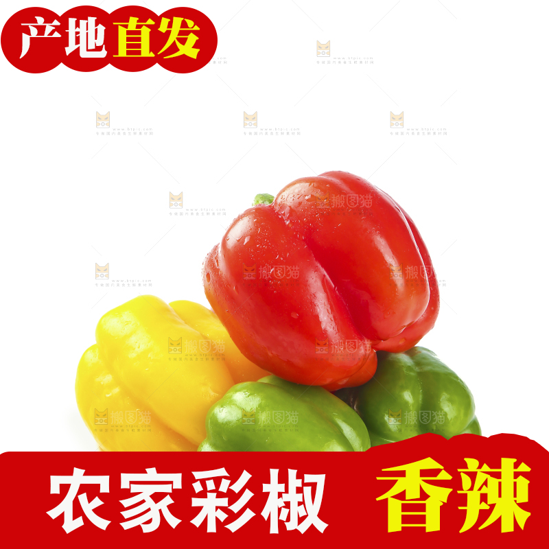 白底上放着一盘五彩圆椒