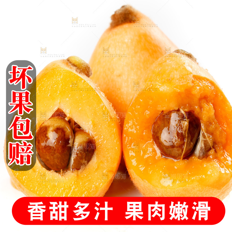 白底上放着米易甜枇杷