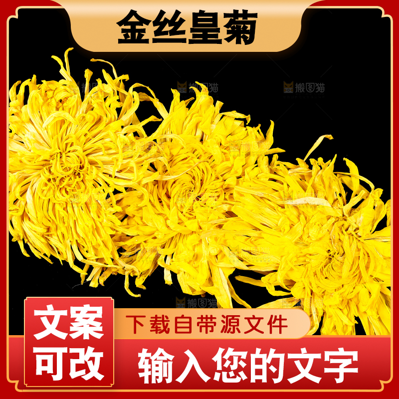 黑底上放着金丝皇菊