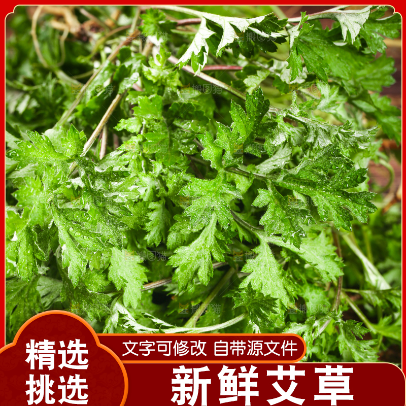 一堆新鲜艾草