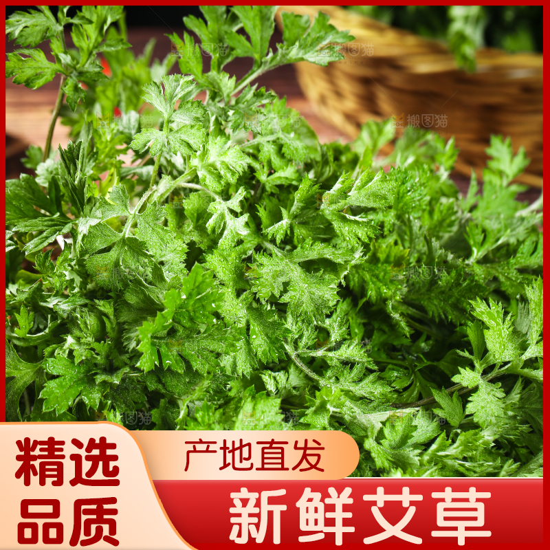 篮子里装着艾叶