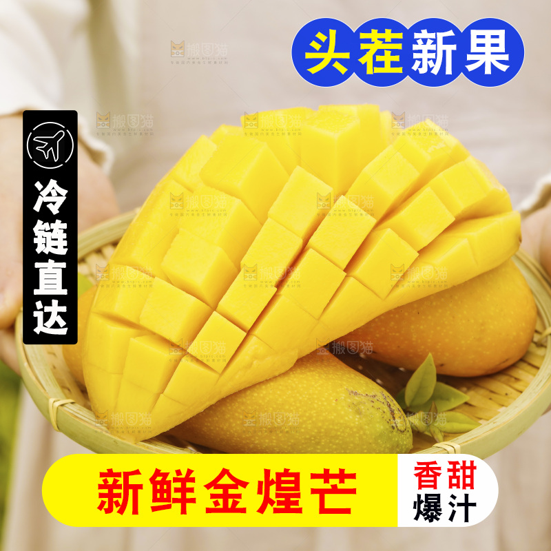手里端着一篮海南金煌芒