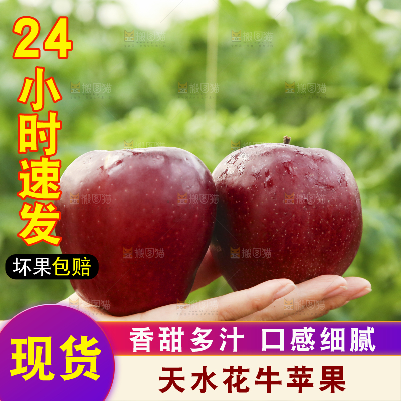 手里拿着花牛苹果