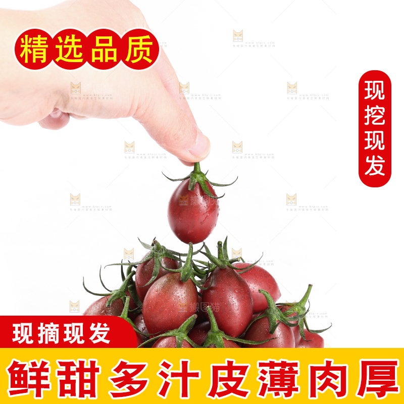 白底上放着一盘珠珠小番茄
