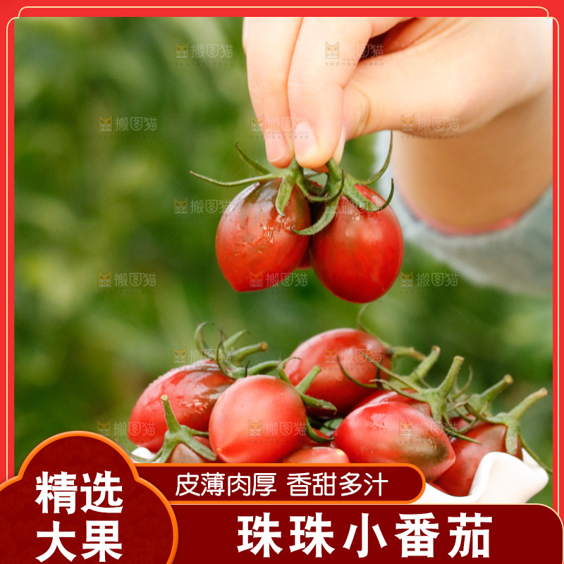手里拿着紫葡萄小番茄