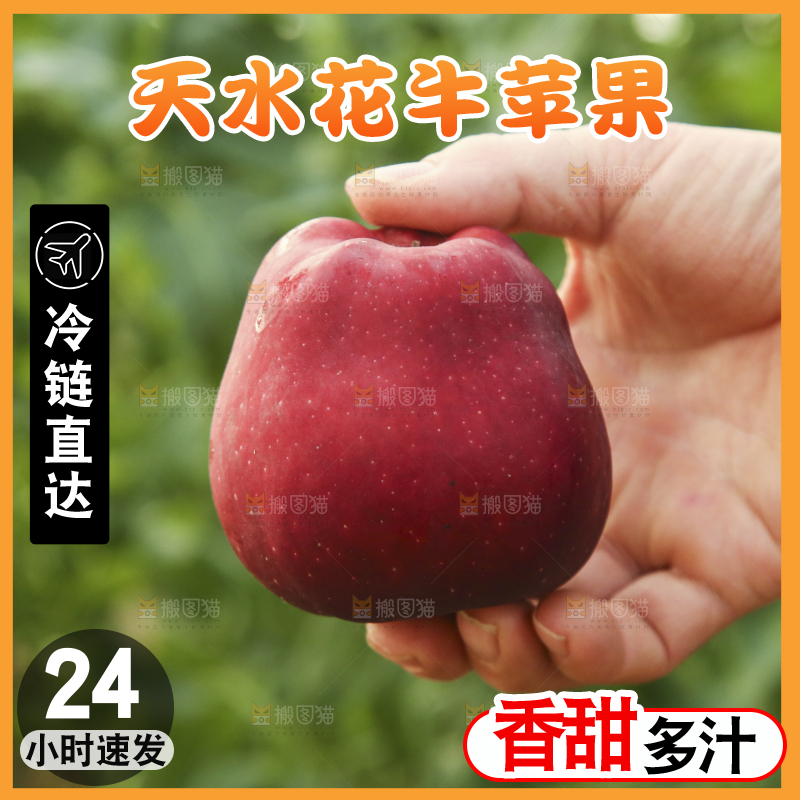 手里拿着花牛苹果