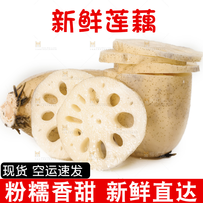 白底上的洪湖莲藕切片