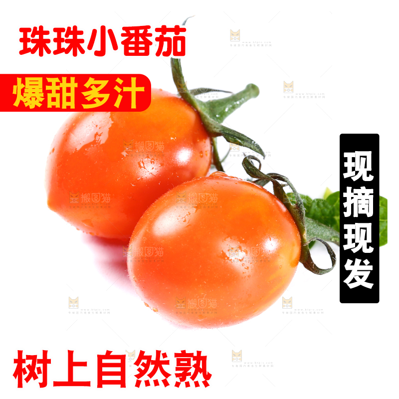 白底上放着珠珠小番茄