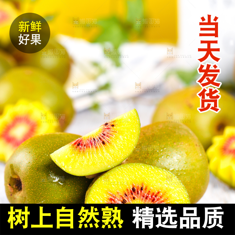 白底上的红心猕猴桃