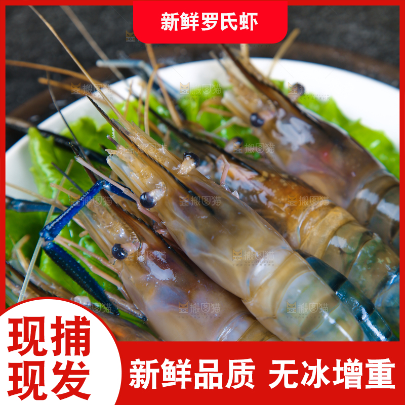 盘子里放着的罗氏沼虾