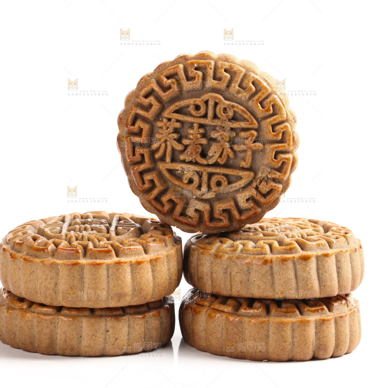 白底上的荞麦苏子月饼