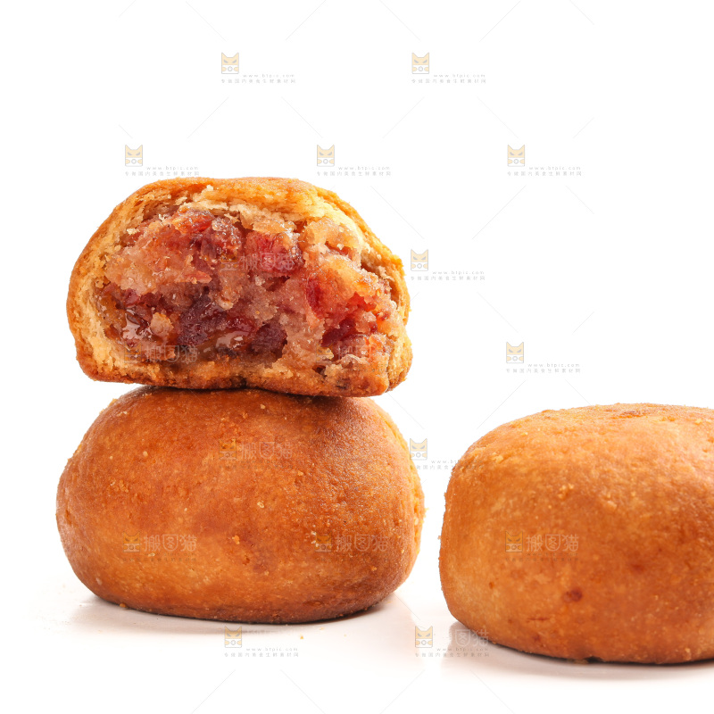 白底上的火腿月饼