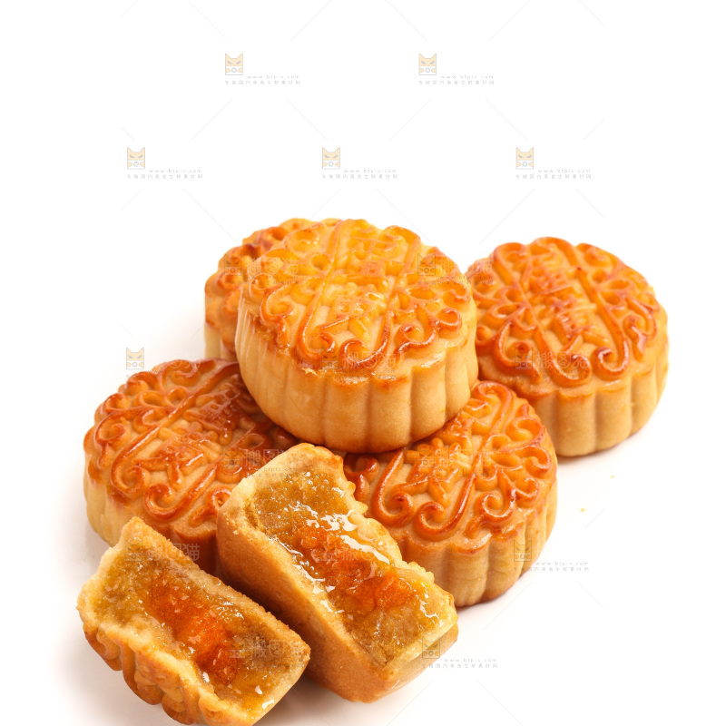 白底上的广式蛋黄月饼