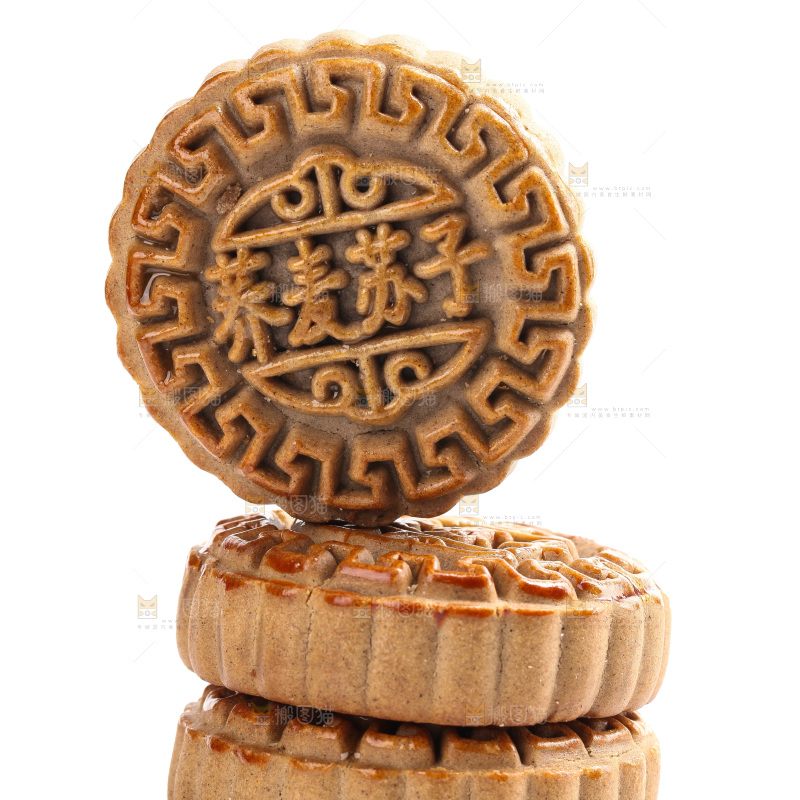白底上的荞麦苏子月饼