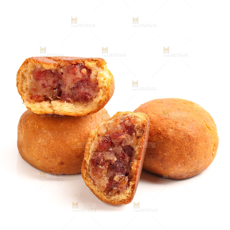 白底上的火腿月饼