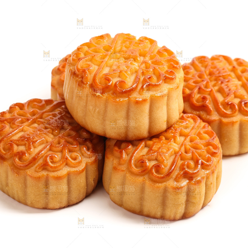 白底上的广式蛋黄月饼