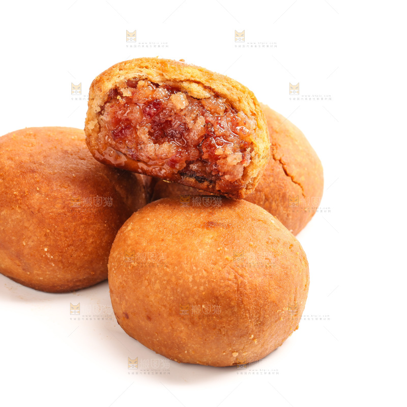 白底上的火腿月饼