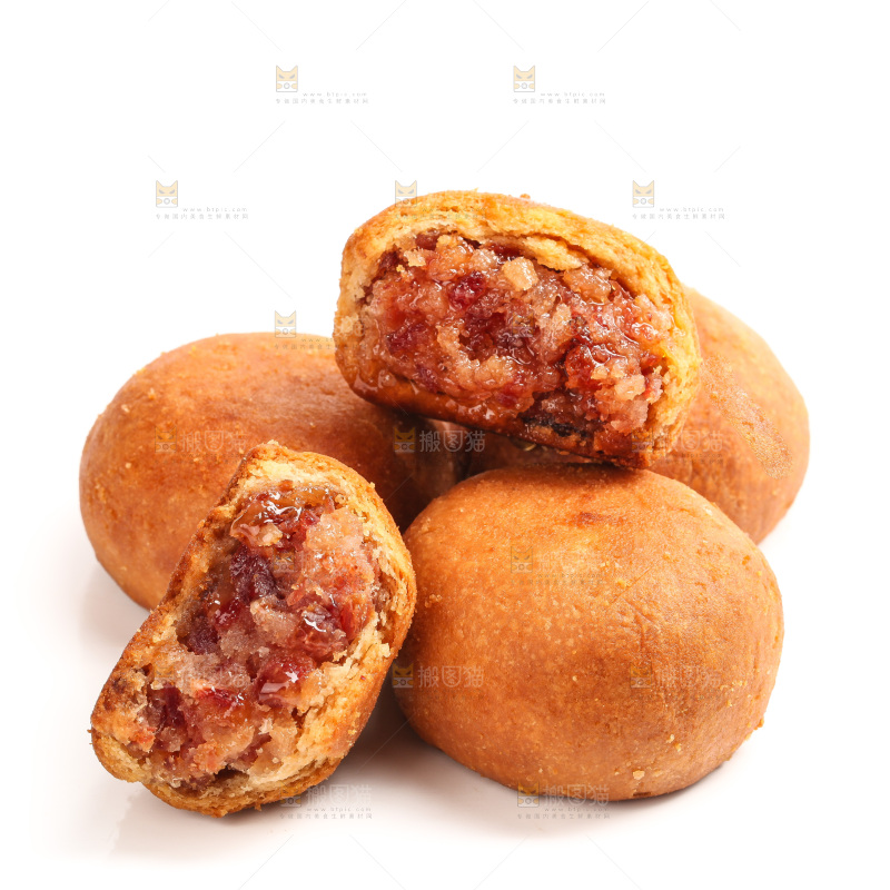 白底上的火腿月饼