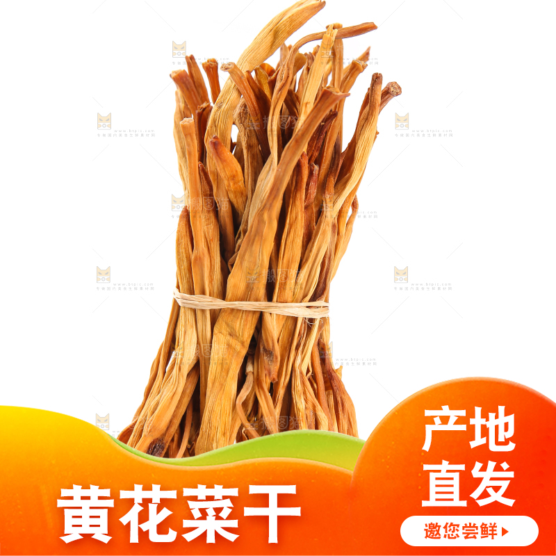 白底上的一捆黄花菜