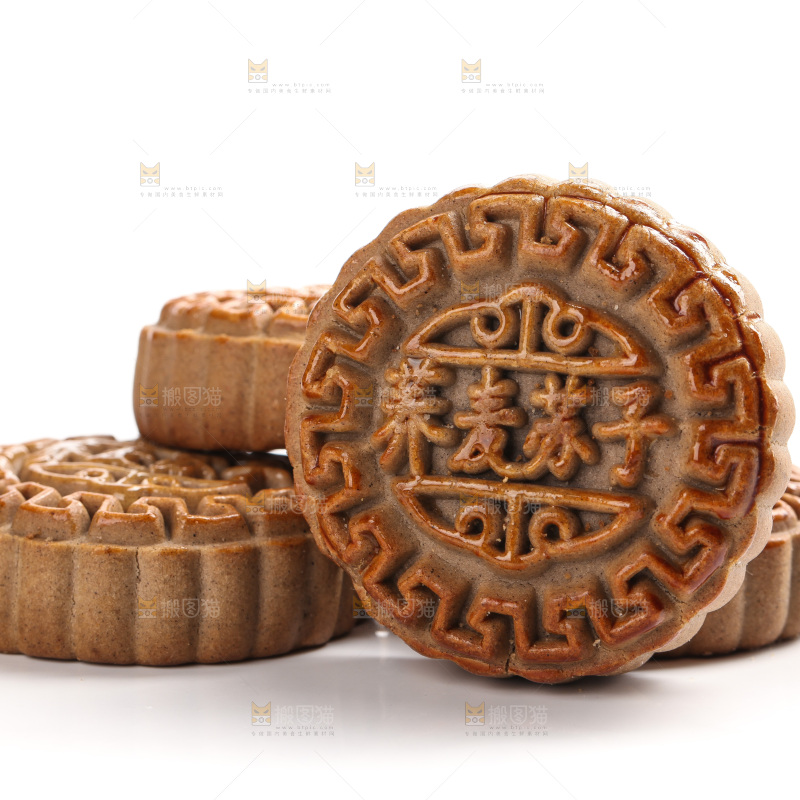 白底上的荞麦苏子月饼