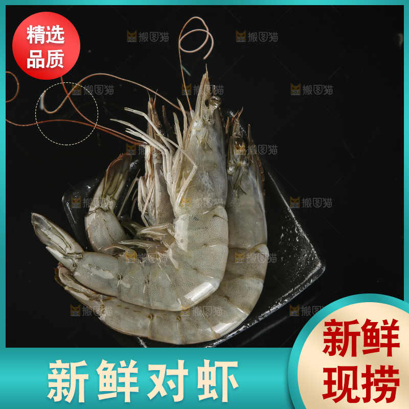 黑底上放着大虾