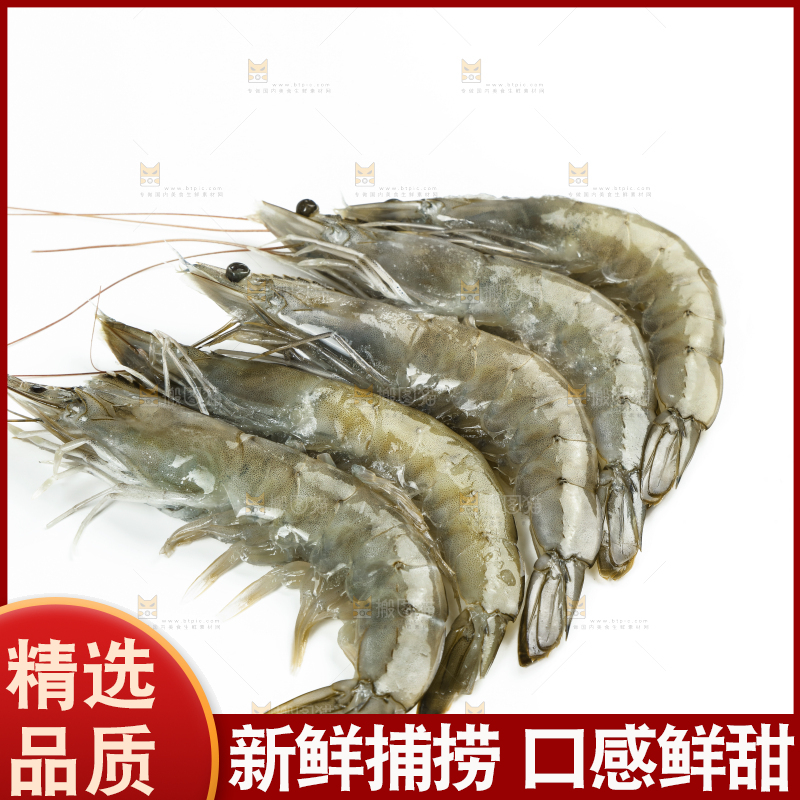 白底上放着青岛大虾
