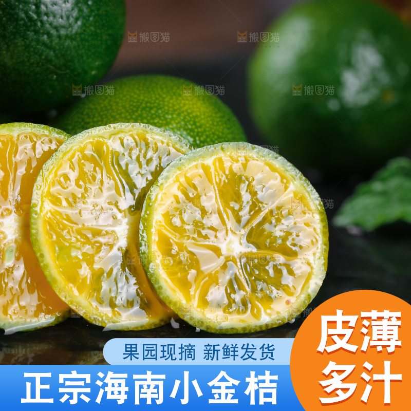 黑底上放着小金桔
