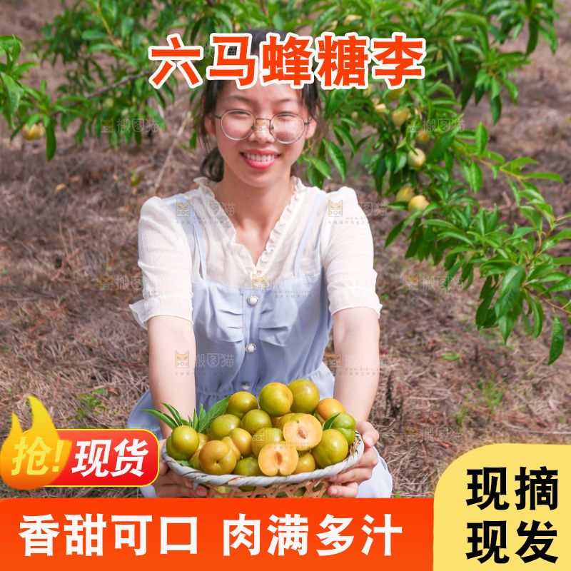 女孩手上拿着一筐冰糖李