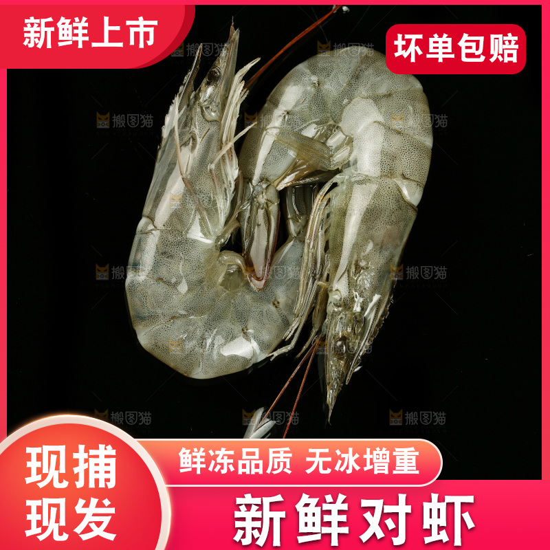 黑底上放着大虾