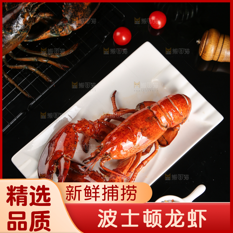 黑底上放着一盘澳洲龙虾