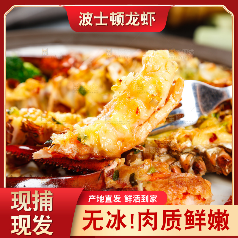 叉子上叉着波士顿龙虾肉
